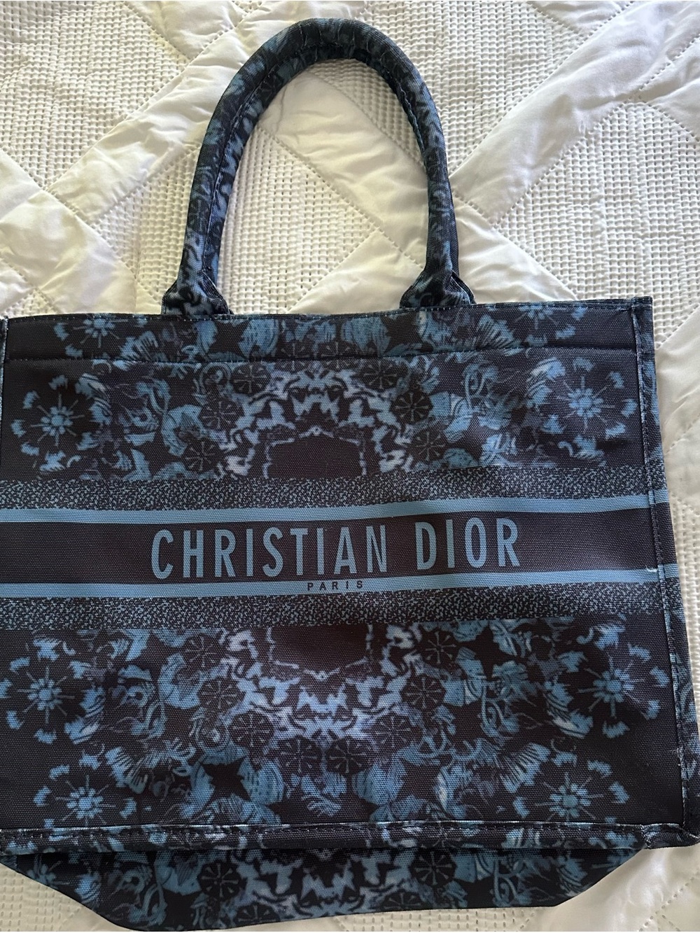 Dior Black and Blue Floral Tote